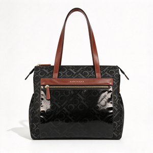 Printed Women <b>Tote</b> Handbag Contrast Faux Leather Top Handle Front <b>Zipper</b> Pocket Large Capacity Office Shoulder <b>Bag</b> - Product Image 6