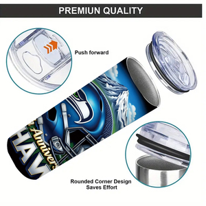 Gobelet isotherme portable en acier inoxydable de 20 oz avec paille, motif football et scène naturelle, pour le sport et les voyages - Product Image 4