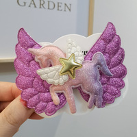 Pince à cheveux en tissu motif licorne ailes d'ange faites à la main pour enfants - Accessoire capillaire pour enfants avec pinces latérales et arrière