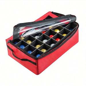 Holiday Red Customized Multipurpos Home Decorative Foldable Cube Fabric Organizer Christmas Ornament Storage <b>Box</b> with Lid - Product Image 1