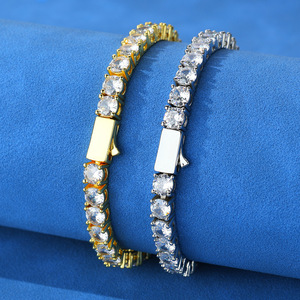 Pulsera de circonitas de una sola fila con cierre de muelle, estilo Hip Hop, marca Tennis Chain, para mujer, Tanjing - Product Image 1