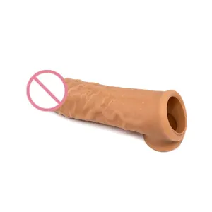 Flexible Große Größe Realistische Sex Spielzeug Flüssigkeit Silikon Cock Erweiterung Dildo Kondom Penis Sleeve für Männer