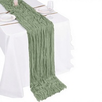 Lot de 20 chemins de table durables en gaze tissée 17x108 pouces Vert sauge Bohème pour Baby Shower, Mariage, Fête, Jardin d'été