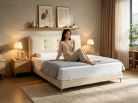Ensemble de meubles de chambre de luxe : Lits modernes rembourrés, cadres de lit Queen en bois, lits superposés en métal gain de place