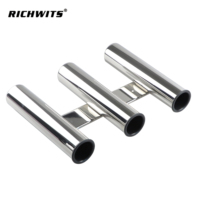 RICHWITS Porte-cannes à pêche en acier inoxydable 304 de qualité marine à 3 tubes, fixation latérale pour yacht, bateau rapide, kayak