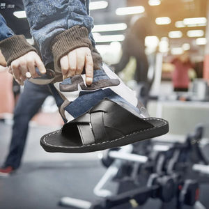 Luxury Men's Summer Flat Fashion Sandals Custom Cowhide Leather with Weave Design New US13 <b>Big</b> Size EVA Insole Hot Sale - Product Image 3