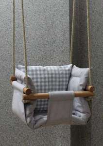 Hamac balançoire en bois pour bébé, jouets de balançoire à dos haut, <span class=keywords><strong>cadeau</strong></span> de <span class=keywords><strong>premier</strong></span> anniversaire - Product Image 3