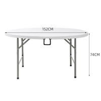 Table ronde pliante d'extérieur en plastique blanc massif, pratique et facile à transporter, table de repas épaissie pour événements