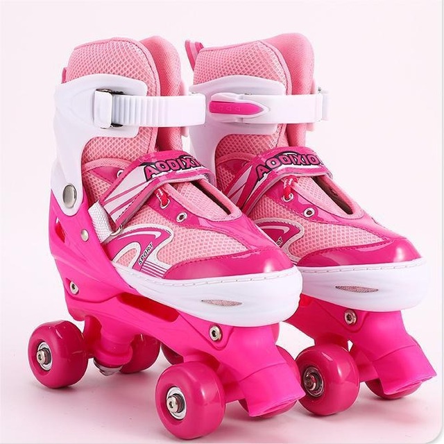 Hot-selling Adjustable Four-wheel Skates with Brakes Children's Retractable Beginner PVC Wheels Quad Roller Skates