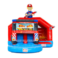 Château gonflable géant pour enfants sur le thème des pompiers avec toboggan, pour usage commercial, idéal pour les événements