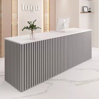 Panneau de meubles de réception du milieu du siècle Front Office de spa en bois gris Bureau de salon de beauté
