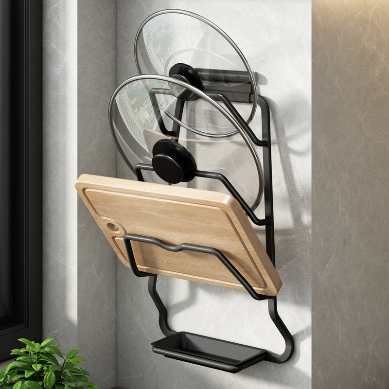 Настенный самоклеящийся кухонный органайзер, удобный и легкий держатель для крышки кастрюли, стойка для подшипников