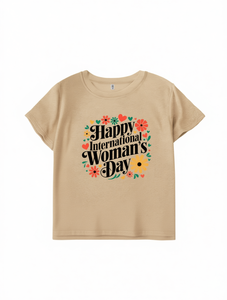 T-shirt per la festa internazionale della donna, da donna, a maniche corte, girocollo, 100% cotone, stampa floreale, stile vintage, top casual primaverile - Product Image 1