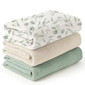 Ensemble de 3 couvertures d'emmaillotage pour nouveau-né en gaze 6 couches, douces et respirantes, en mousseline, pour garçons et filles - Product Image 5