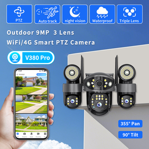 Telecamera di Sicurezza V380 CCTV 9MP a Tre Obiettivi e Tre Viste, con Scheda SIM 4G, Panoramica a 360 Gradi, per Centri Commerciali, con Tracciamento Umano AI - Product Image 1