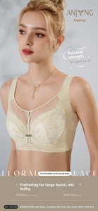 Grande busto da donna che minimizza reggiseno ricamato floreale in pizzo a cinque file ganci senza fili traspirante pieno formato più regolabile - Product Image 5