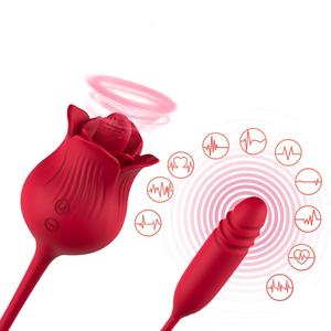 Nuevo Vibrador de Clítoris en Forma de Rosa 2 en 1 con Dildo y Ventosa para Mujeres, Gran Venta - Product Image 4
