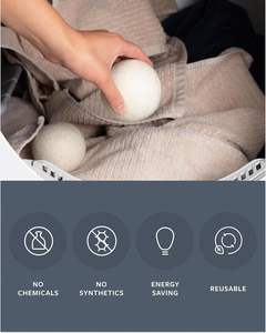 GroundLuxe Premium New Zealandウールドライヤーボール-6パック、100% オーガニック、手フェルト、再利用可能、乾燥時間を短縮 - Product Image 2