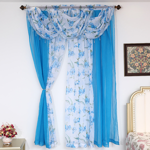 Rideaux <span class=keywords><strong>de</strong></span> fenêtre en voile <span class=keywords><strong>de</strong></span> luxe à motifs floraux pour salon, rideau <span class=keywords><strong>de</strong></span> chambre rose et rouge, draperie - Product Image 3