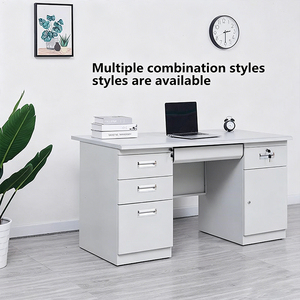 Bureau de travail en acier avec plusieurs tiroirs, armoire à dossiers, poste de travail, table de rangement verrouillable pour espace de travail commercial - Product Image 3