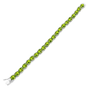 Pulsera de tenis clásica ovalada con peridoto, plata de ley 925, acabado pulido, joyería para uso diario de mujer. - Product Image 4