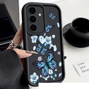 Coque de téléphone portable en TPU antichoc de style lentille d'appareil photo avec imprimé de fleurs bleues papillon pour Samsung A03S A04 A05 A05S A06 A12 <span class=keywords><strong>A13</strong></span> - Product Image 5