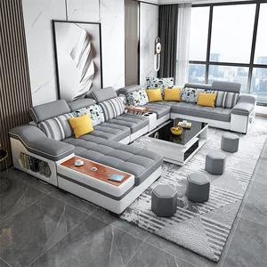 MOYI Modern Luxury Leather u Shape Modular Sectional Sofa Couch Fabric Living Room Sofas Couches Set For Home Furniture