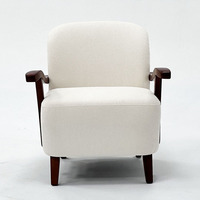 Art Décoration Fauteuils Rembourrés Français Bouclés Chaise d'Appoint en Bois et Tissu Canapé Simple