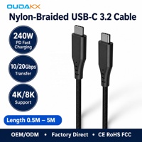 Câble USB Type C vers Type C 3M d'usine, charge PD3.1 240W 100W, vidéo 4K 20 Gbit/s, câblage interne tressé, vente en gros, marque privée