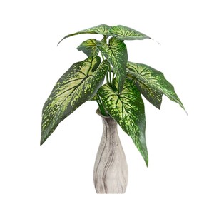 Plante artificielle de feuilles de taro, feuille de calabash à 9 branches, décoration de mariage, décoration intérieure, verdure en plastique et tissu - Product Image 5