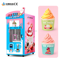 Machine distributrice automatique de crème glacée molle avec sélection de saveurs DIY et garnitures aux fruits, fabriquée en usine