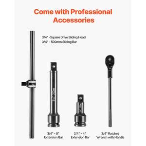 Juego de Vasos de impacto de 27 piezas para vehículos pesados SAE de 7/8 a 2 pulgadas y tamaño métrico de 22 a 50 mm y 3/4 pulgadas - Product Image 4