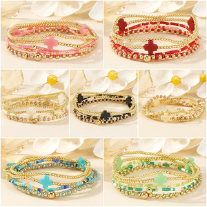 Bracelet croix plaqué or style Ximang, chic et fin, avec perles, idéal <span class=keywords><strong>pour</strong></span> un anniversaire - Product Image 6