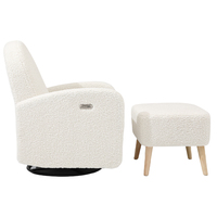 Fauteuil inclinable pivotant en tissu pour chambre d'enfant avec dossier arrondi, port de charge USB intégré