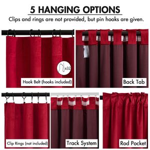 <span class=keywords><strong>Tende</strong></span> Natalizie in Velluto di Cotone, Lunghezza 244 cm, 2 Pannelli, Moderne ed Ecologiche, con Pieghe a Pizzico, Isolanti Termiche e Oscuranti - Product Image 2