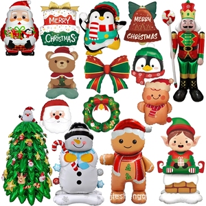 Individual Packaging New Santa Claus Snowman Christmas Foil Balloon Single Merry Party Decorations Kids Gift Toys