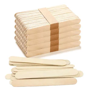 قطع خشبية مصفحة مخصصة للاستعمال مرة واحدة بأبعاد 114*10*2مم من خشب البتولا الطبيعي صديق البيئة تستخدم مع المثلجات