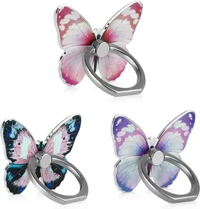Aluminium Alloy Butterfly Shape Phone ring buckle butterfly painted cartoon cute creative cell phone ring holder