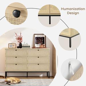 Fournisseur d'usine, MOQ élevé, <span class=keywords><strong>commode</strong></span> en rotin et bois de style campagnard avec <span class=keywords><strong>6</strong></span> <span class=keywords><strong>tiroirs</strong></span> et pieds en métal pour la chambre à coucher - Product Image 2