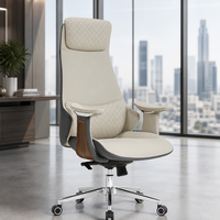 Chaise de bureau ergonomique en cuir de qualité supérieure, dossier haut, pivotante, réglable, avec structure en chrome poli et support lombaire renforcé en acier