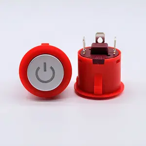 plastic 22mm 10a latching power logo push button switch with 12vac blue led indicator light