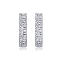 Boucles d'oreilles créoles en argent sterling 925 en forme de U avec moissanite pour femme, multi-rangs, entièrement pavées de moissanite, style Huggie