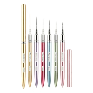 Juego de 6 pinceles delineadores de uñas, longitud de cerdas de 6-25 mm, bolígrafos con mango metálico para dibujar líneas, proveedor profesional de fábrica de pinceles para uñas - Product Image 6