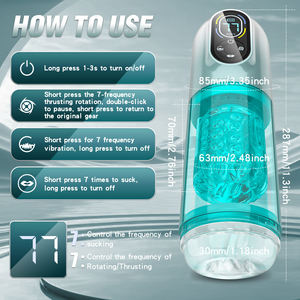 جهاز استمناء أوتوماتيكي جديد للرجال مع خاصية الدوران والشفط متعدد الترددات مع اهتزاز وتمدد - Product Image 4