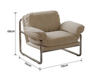 Fauteuil de loisirs Bauhaus rétro en acier inoxydable, canapé individuel de designer italien minimaliste pour salon et B&B
