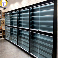 Vitrine d'exposition en verre LED robuste et écologique pour magasin de tabac, verrouillable, avec étagères réglables et éclairage LED