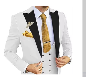 Abito <span class=keywords><strong>da</strong></span> Uomo Italiano Slim Fit 3 Pezzi: Giacca, Pantaloni e Gilet Nero con Revers a Punta, per Matrimonio, Sposo, <span class=keywords><strong>Cerimonia</strong></span>, Business, Monopetto - Product Image 3