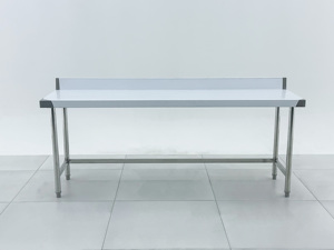 Banco de trabajo resistente para preparación de alimentos de cocina de acero inoxidable de alta calidad con mesa de trabajo de una capa trasera contra salpicaduras - Product Image 3