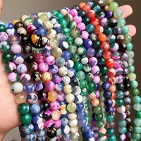 Perles rondes en pierre naturelle Zhe Ying ZY-Fire Dragon Veins Agates multicolores pour bracelet DIY, pierres en vrac, agate de feu pour la fabrication de bijoux