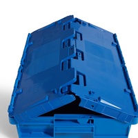 Conteneur en PP à parois perforées avec couvercle attaché TSS-TBX, empilable, emboîtable, capacité de charge de 55 L, 40 kg, épaisseur de 2,5 mm, boîtes logistiques pour la chaîne d'approvisionnement